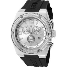 Swiss Legend Men's Throttle Chronograph Silver Dial Black Silicone