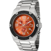 SWISS LEGEND Watches Men's Throttle Chronograph Orange Dial Stainless