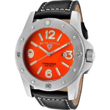 SWISS LEGEND Watches Men's Conqueror Orange Dial Black Leather Black