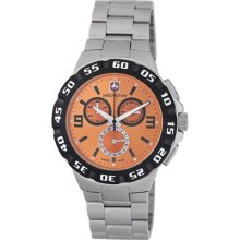 Swiss Military Racer Men's Orange Dial Silver Band Quartz Analog ...