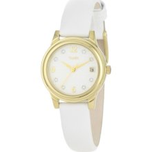 T2n449 Timex Classics Women's Genuine Swarovski Crystals White Leather T2n4499j