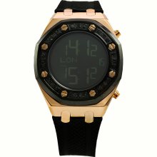 Techno Com by KC Men's Black Diamond-Accented Rose-goldtone Digital Watch (Techno Com by KC Black Diamond Digital Watch Rose)