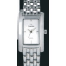 Time America Ladies` Stainless Bracelet Watch W/ Rectangle Silver Dial