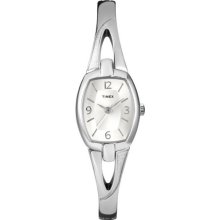 Timex Ladies Quartz Watch With Silver Dial Analogue Display And Silver Bangle T2n825pf