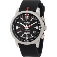 Timex Men's IQ T2N724 Black Silicone Quartz Watch with Black Dial