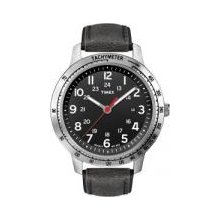 Timex T2N639 Mns Weekender Watch Black Distressed Lthr Strp