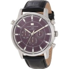 Tommy Hilfiger 1790875 Grey Dial Black Croco Leather Men's Watch