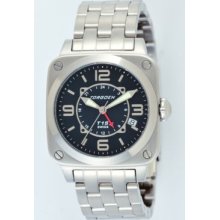 Torgoen Ladies T15 Zulu Time Watch - Steel Bracelet, Black Face, Silver Case