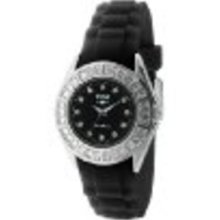 Trax Women's TR3925-BK Rox Black Rubber Black Dial Crystal Bezel