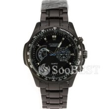 Trendy Accurate Quartz Movement Black Dial Alloy Casual Men Sport Watch Unique