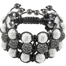 Tresor Paris Women's White-grey Crystal & Magnetite Bracelet 016519