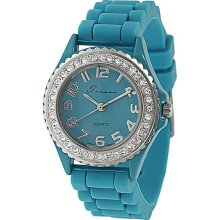 Tressa Women's Rhinestone-accented Silicone Watch (Turquoise)