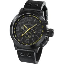 TW Steel Men's Stainless Steel Case Chronograph Black Dial Leather Strap Date Display TW901