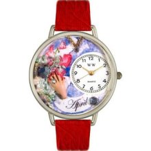 U-0910004 Birthstone Jewelry: April Birthstone Watch in Silver