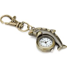 Unisex Alloy Analog Quartz Watch Keychain with Dolphin (Bronze)