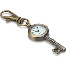 Unisex Alloy Analog Quartz Keychain Watch with Retro Key (Bronze)