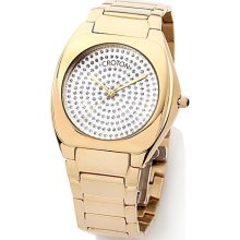 Unisex Goldtone Cushion Case Silvertone Textured Dial Dress Bracelet