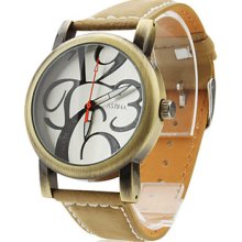 Unisex PU Analog Quartz Watch Wrist 20 (Brown)