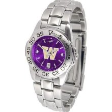 University of Washington Ladies Stainless Steel Dress Watch