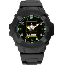 Us Army Analog Watch Stainless Steel Metal Black Pu Rubber Strap