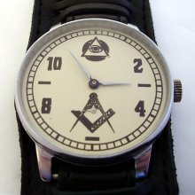 Ussr Russian Watch Pobeda Masonic Symbol Dial 588