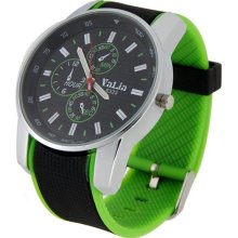 Valia 6323 Round Big Dial Alloy Shell Rubber Watchband Men's Wrist wa