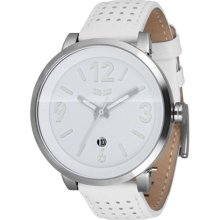 Vestal Unisex Doppler Slim Stainless Watch - White Leather Strap ...