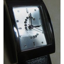 Vintage late 1980's Wrist Watch Rhinestones with letter C Leather Black Band oN Clearance Now