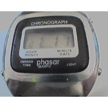 Vintage Phasar Chronograph Lcd Watch Runs