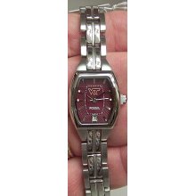 Virginia Tech Hokies Fossil Womens 3 Hand Analog Watch