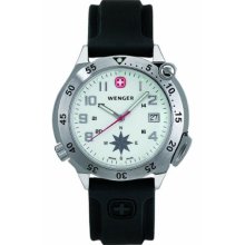 Wenger Compass Navigator White Dial Rubber Strap Watch