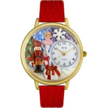 Whimsical Watches Mid-Size Christmas Nutcracker Quartz Movement Miniature Detail Strap Watch