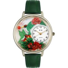 Whimsical Women's Hummingbirds Theme Green Leather Watch