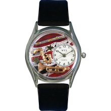 Whimsical Women's Wind Instruments Theme Silvertone Case Watch