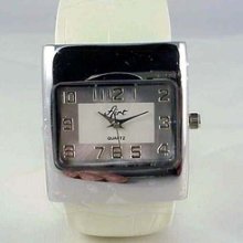 White Croc-style Bangle Cuff Watch From Flirt -