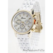 WHITE - FASHIONABLE JUBILEE BRACELET WATCH