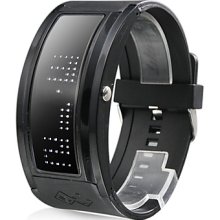 White LED Black Band Watch Wrist with 10 Character Display