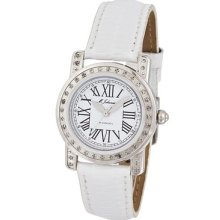 White Womens Wrist Watch With 40 Genuine Natural Diamonds On Dial S22455lw