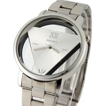 Wilon Men and Women Stainless Steel Watches with Triangle-Shaped Dail Plate (Sil