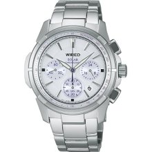 Wired Watch Solar Chronograph White Dial Men's Agad030