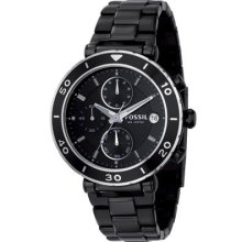 Women's black fossil chronograph watch ch2579