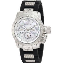 Women's Corduba Quartz Day Date Mother Of Pearl Dial Black Rubber Link