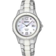 Women's Coutura Stainless Steel Case Ceramic Bezel and Bracelet Mother