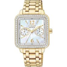 Women's Eco-Drive Gold Tone Silhouette Mother Of Pearl Dial Swarovski