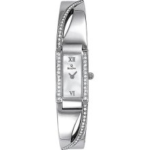 Women's Mother Of Pearl Dial Crystal Bangle Style Link Bracelet