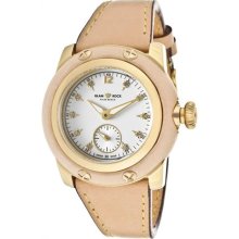 Women's Palm Beach Diamonds White Dial Natural Genuine Leather ...