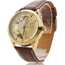 Women's PU Analog Mechanical Wrist Watch 9261 (Brown)