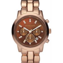 Women's Rose Gold Stainless Steel Link Bracelet Quartz Chronograph