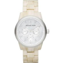 Women's Stainless Steel Case Plastic Resin Band Mother of Pearl Dial