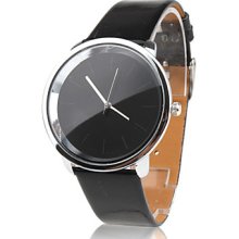 Wrist Fashionable Quartz Watch with Black PU Band